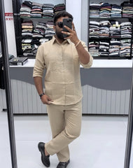 Premium Top & Bottom Soft Cotton Linen Cord Set