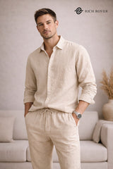 Old Money Linen Tshirt and Trosuer Men's Set