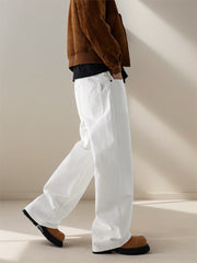 Men's Streetwear Relaxed White Denim Pants