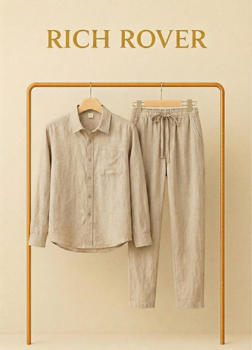 Premium Top & Bottom Soft Cotton Linen Cord Set