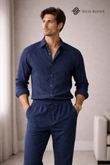 Old Money Linen Tshirt and Trosuer Men's Set