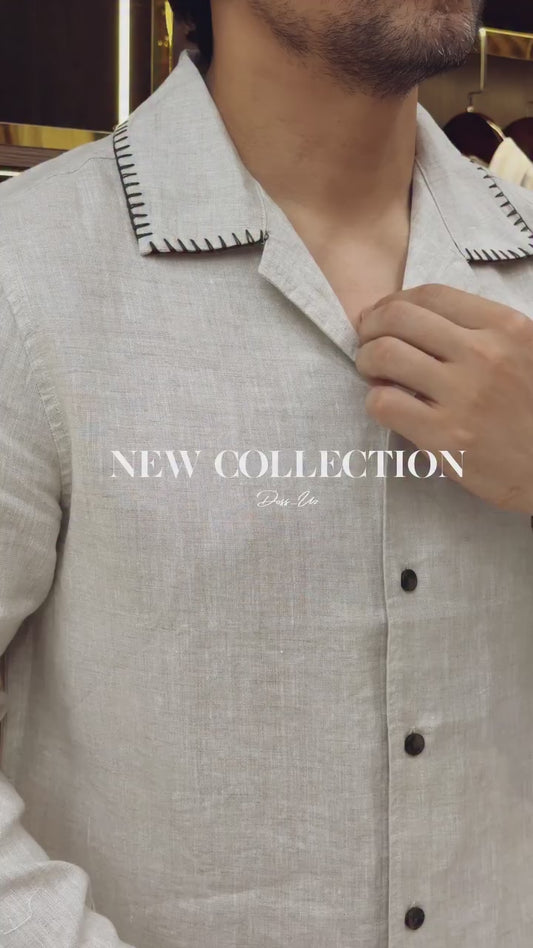 Men's Premium Ecru Linen Blend Relaxed Fit Co-ord Set